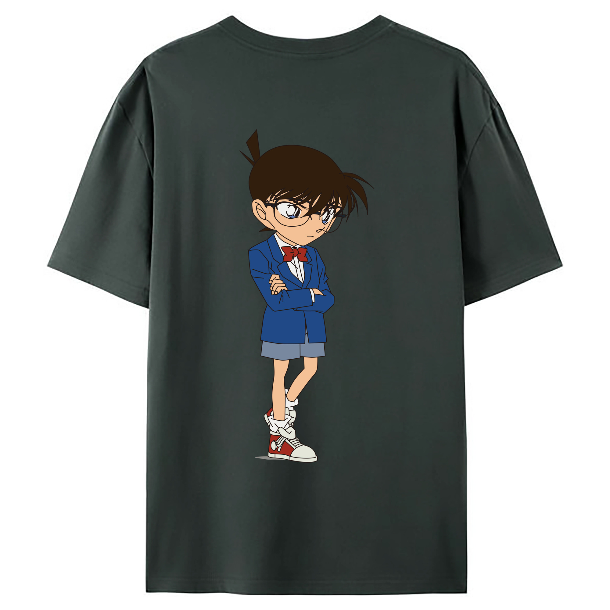 （画像用） 名探偵コナン 江戸川 コナン Detective Conan Conan Edogawa 綿100％ メンズ半袖Tシャツ（バックプリント） 通気性